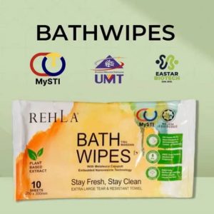 REHLA Bath Wipes Ihram Friendly Antiseptic Wet Tissue HALAL Size XL With melaleuca Cajupati
